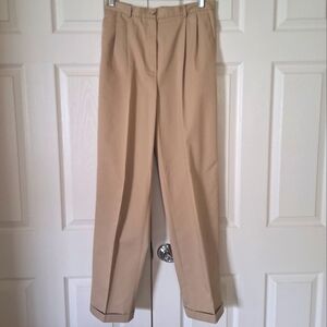 Lands' End Tan Chinos with Pleated Front